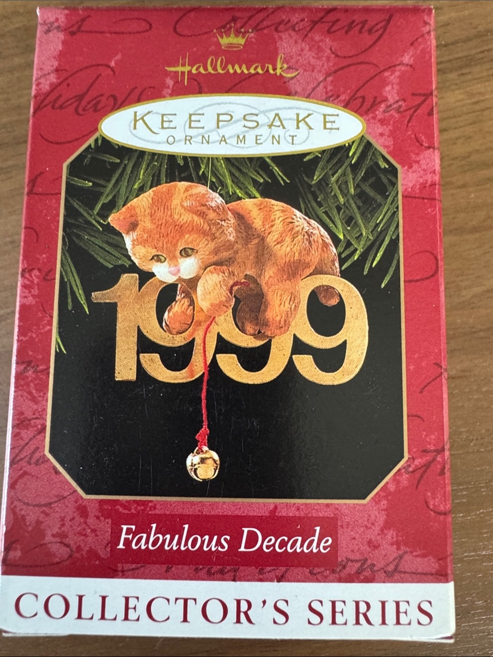 Hallmark Fabulous Decade 1999 Christmas Ornament: Striped Cat with Gold